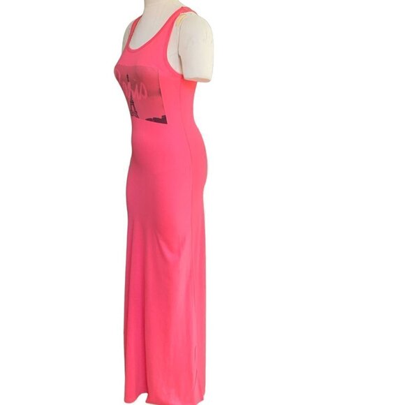 Go Couture Women's Racerback Knit Maxi Dress L Pink Paris Eiffel Tower #81K - Picture 5 of 9